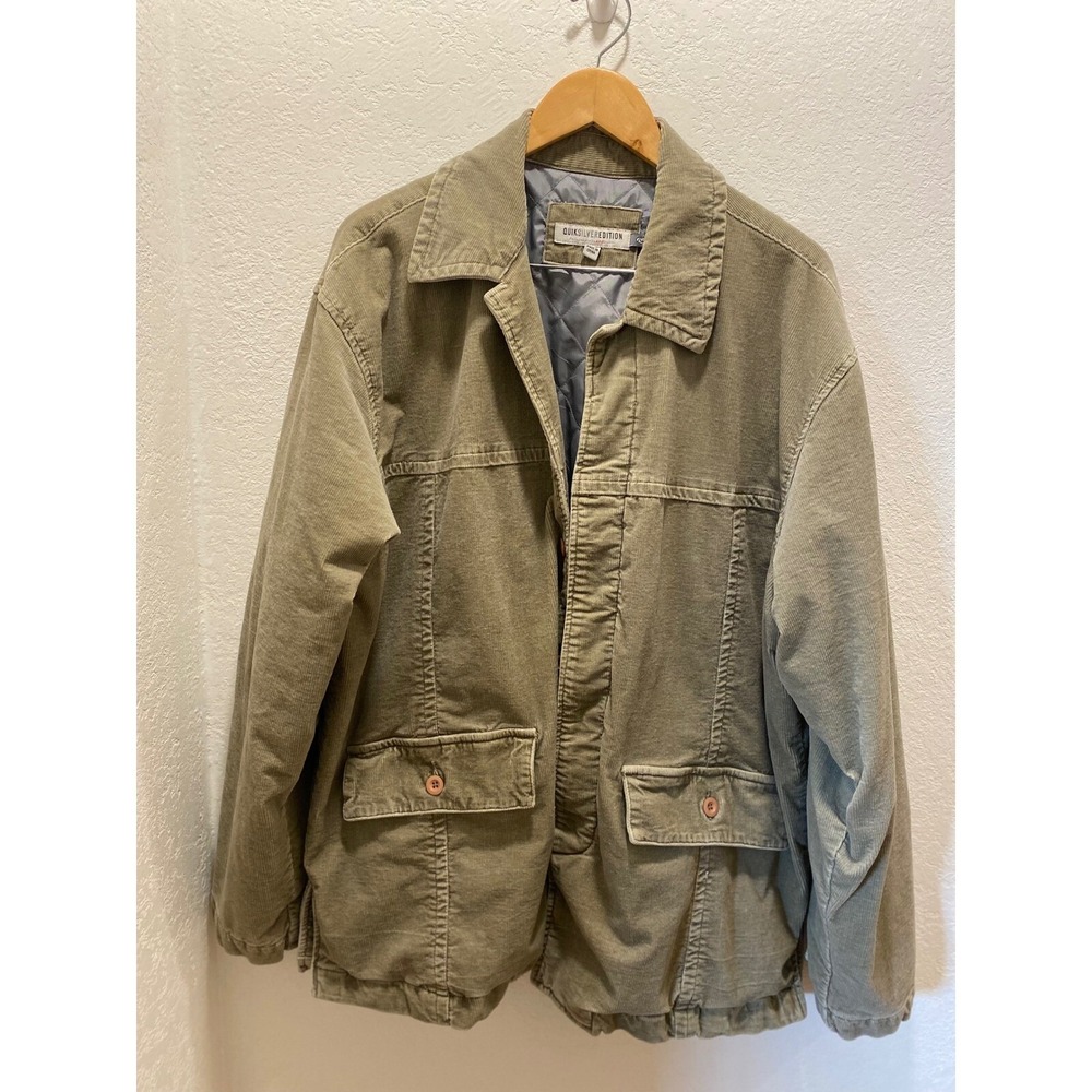 Y2K Quiksilver Edition Corduroy Lined Jacket Tan Mens Large Utility Workwear